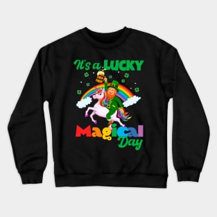 It's a Lucky Magical Day - Leprechaun Unicorn Rainbow Crewneck Sweatshirt